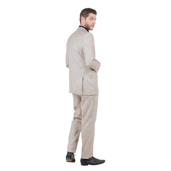 Hybrid Fit Classic Tweed Beige Mens Suit by Sean Alexander - Picture 6 of 6
